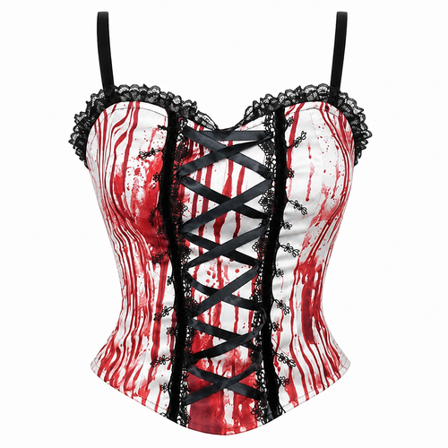 Grunge Black Lace Mesh Sleeveless Corset Top