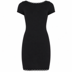Black Lace-Trim Open-Back Mini Dress