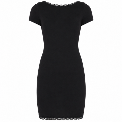 Black Lace-Trim Open-Back Mini Dress
