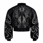 Men’s Black Embroidered PU Leather Jacket