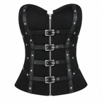 Grunge Black Lace-Trim Corset Camisole Top