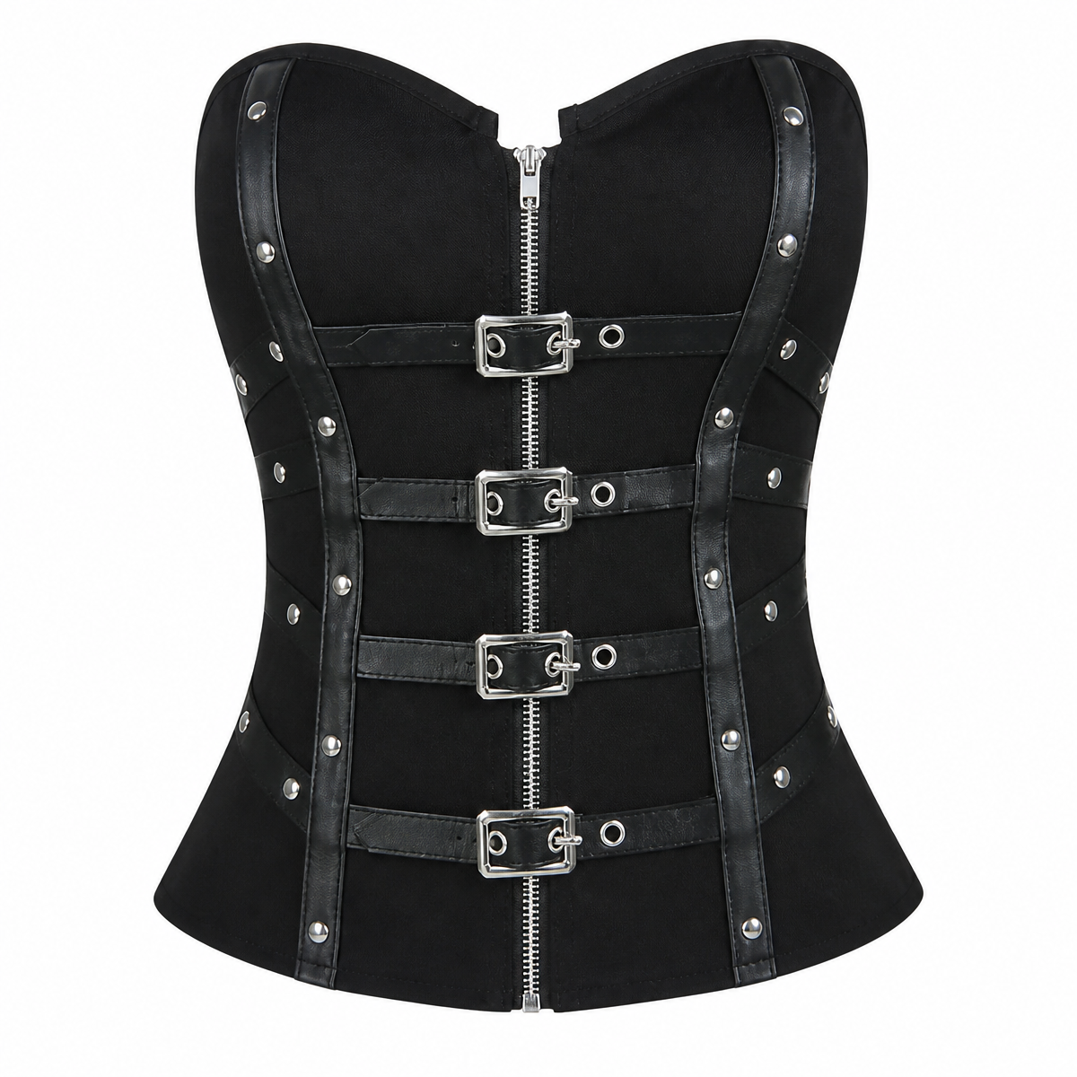 Grunge Black Lace-Trim Corset Camisole Top