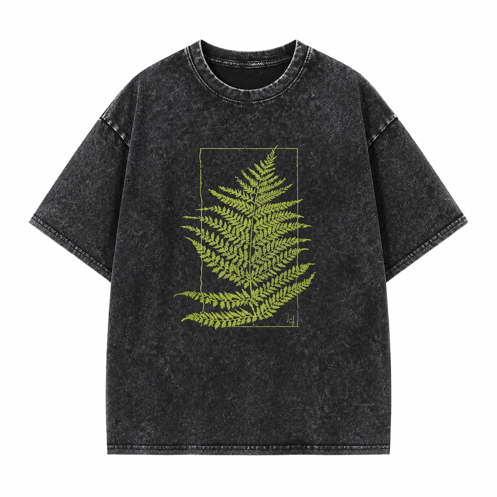 Grunge Washed Botanical Print T-Shirt