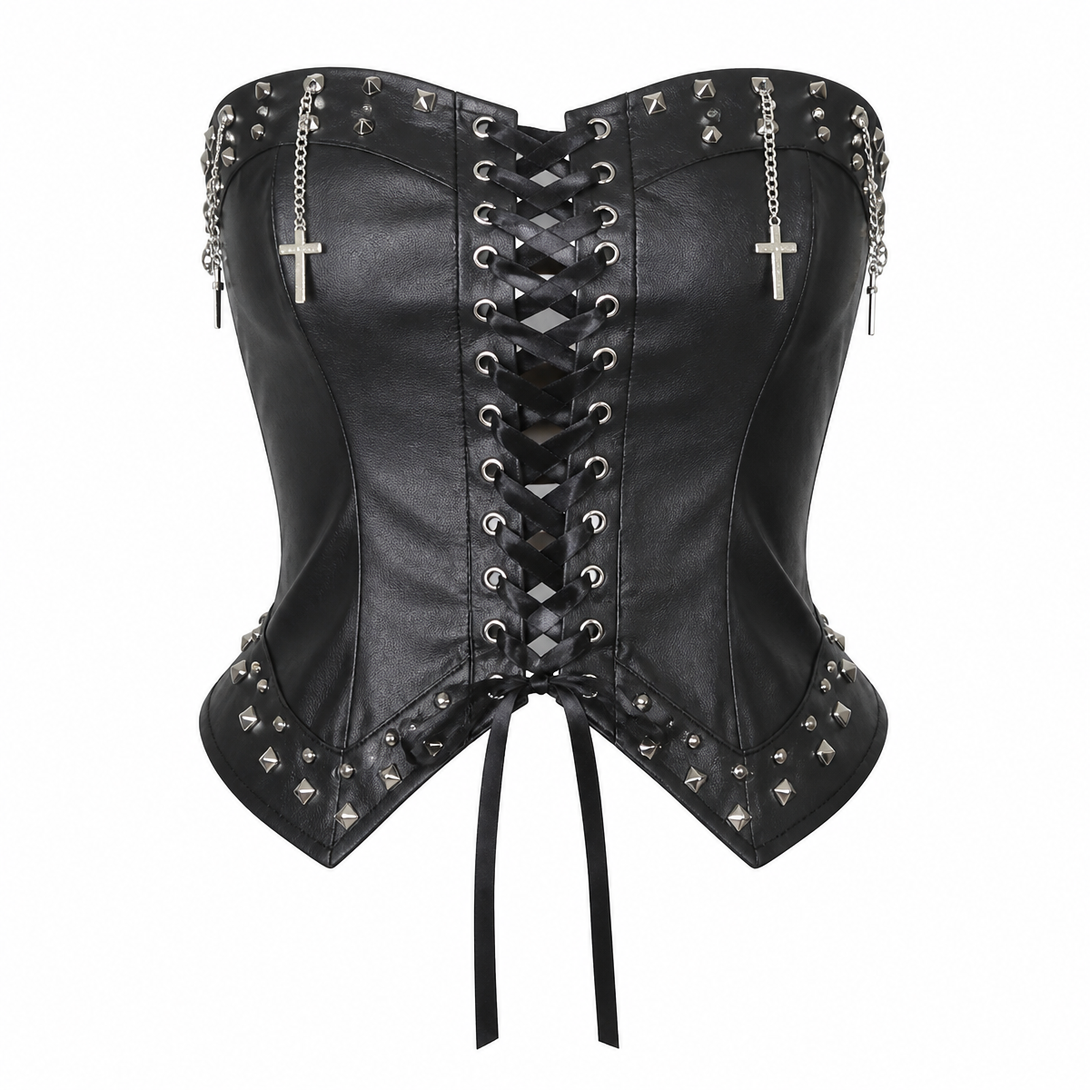 Grunge Black Lace Mesh Corset Top