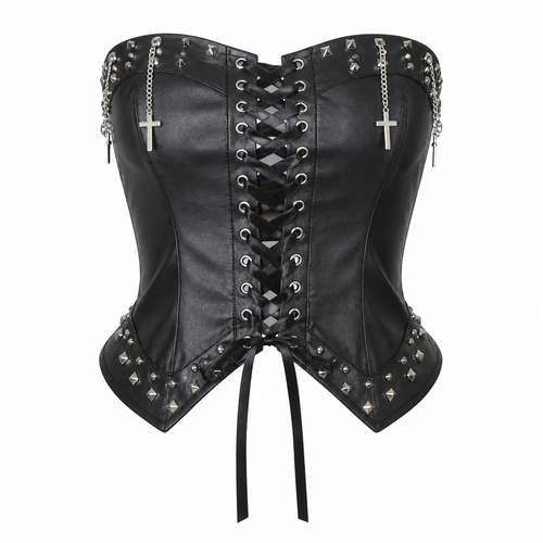 Grunge Black Lace Mesh Corset Top