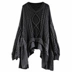 Grunge Cable-Knit Patchwork V-Neck Sweater