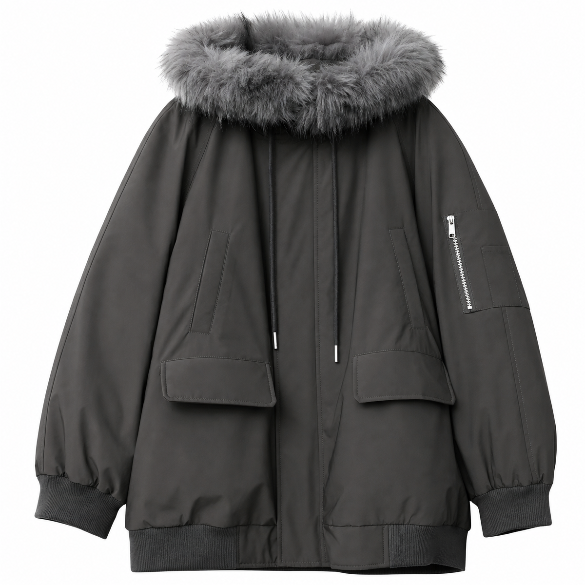 Women's Hooded Parka Jacket with Zip Closure and Utility Pockets