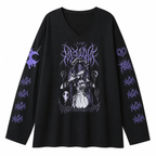 Women's Black Graphic Long-Sleeve T-Shirt