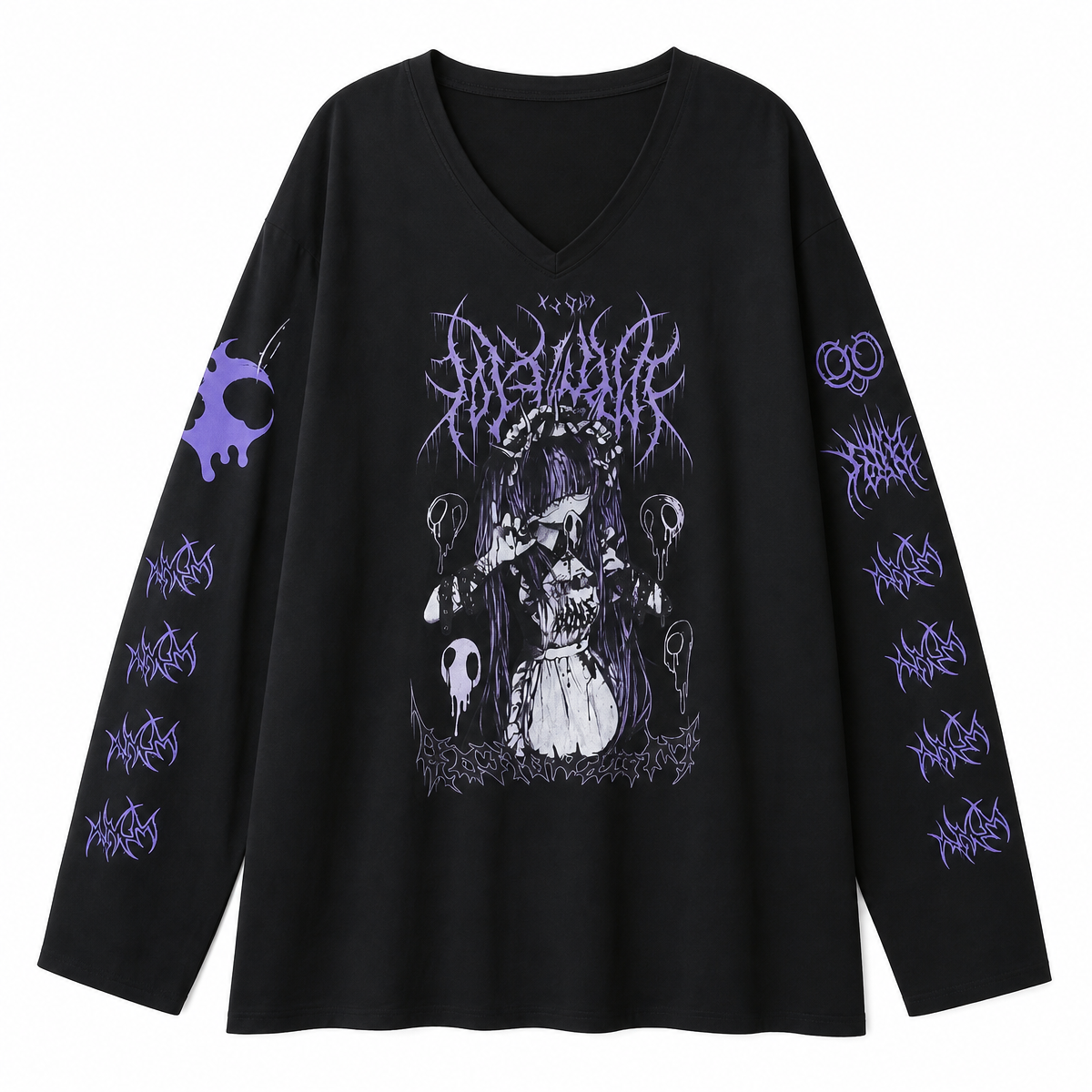 Women's Black Graphic Long-Sleeve T-Shirt