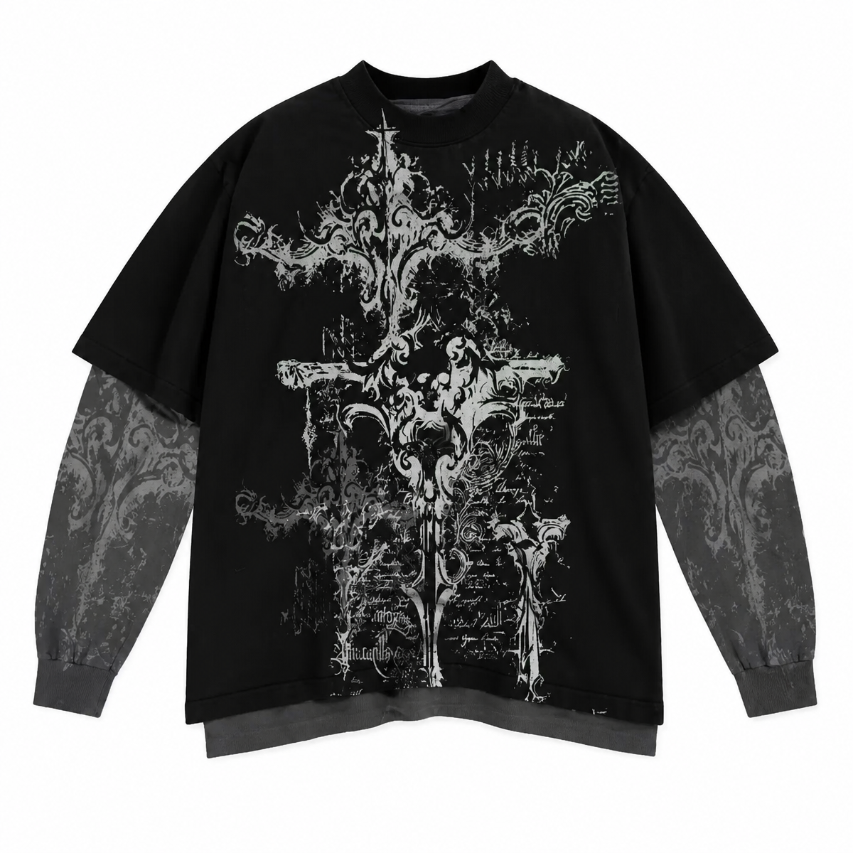 Grunge Graphic Long-Sleeve T-Shirt