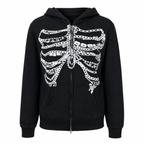 Black Graphic Zip-Up Hoodie