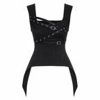 Grunge Black Lace Mesh Sleeveless Corset Top