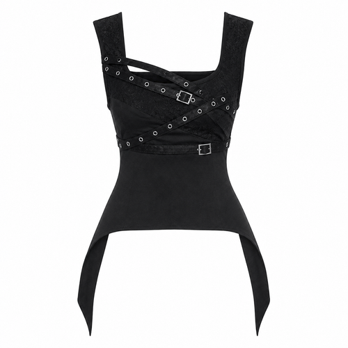 Grunge Black Lace Mesh Sleeveless Corset Top
