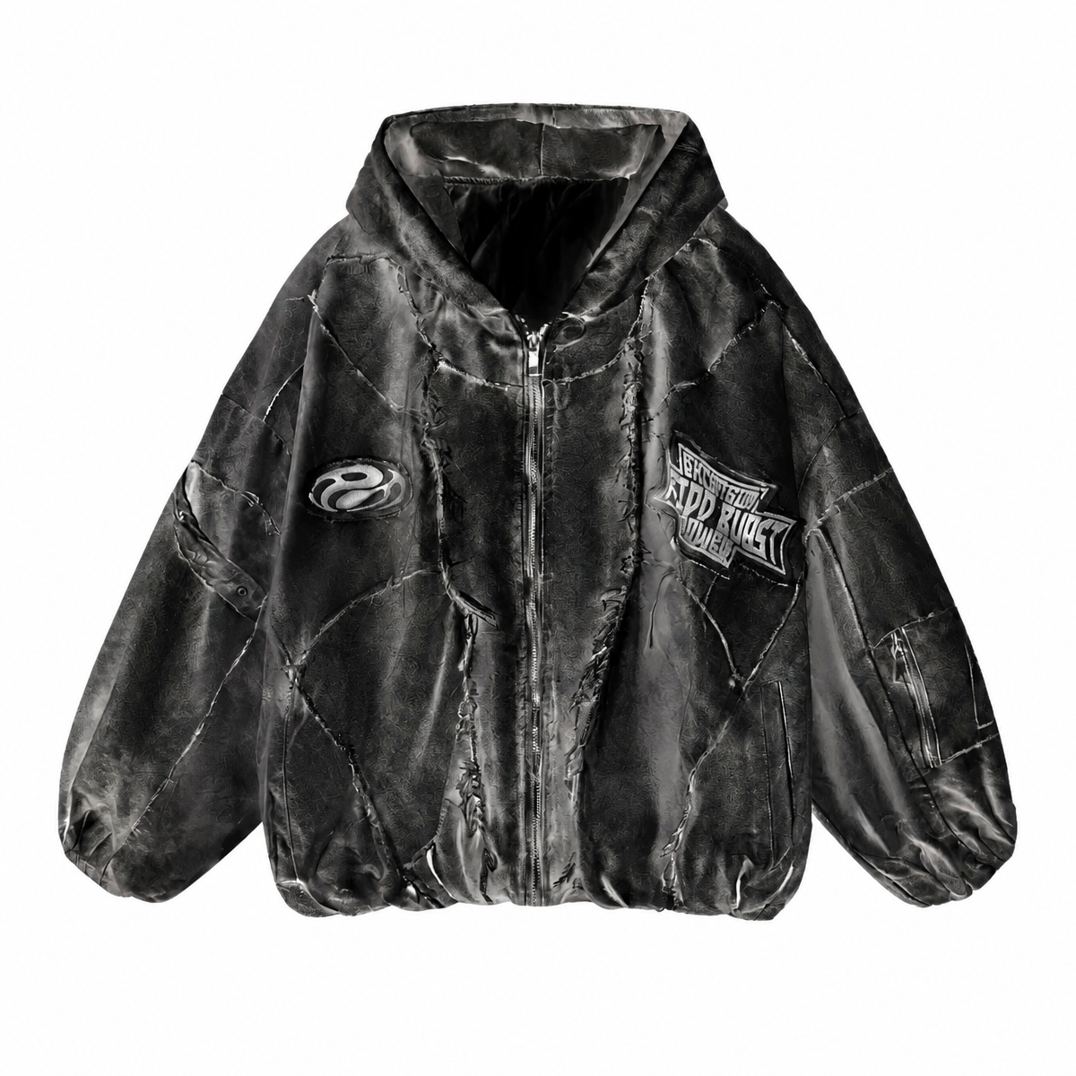 Men's Grunge Distressed Hooded Jacket