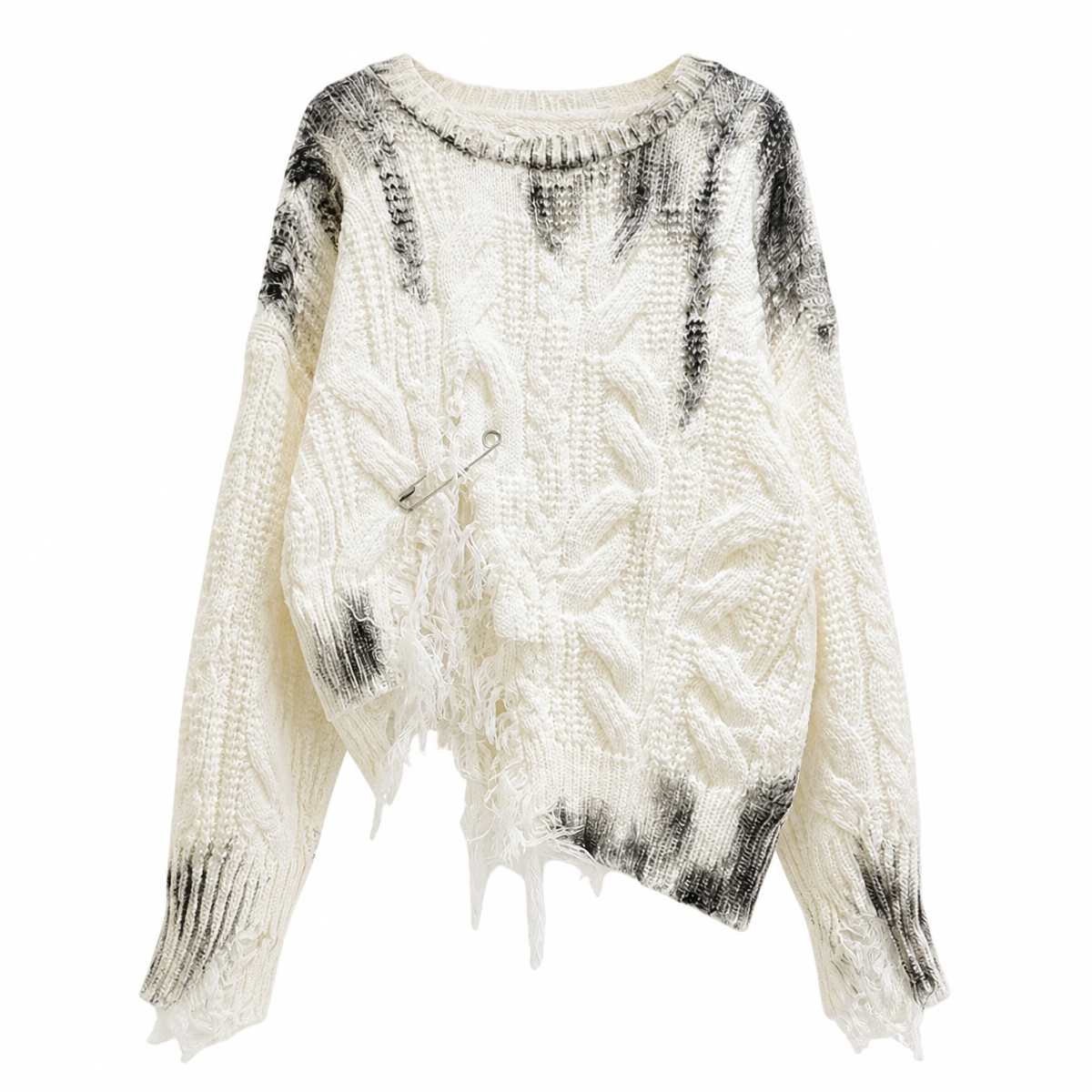 Grunge Distressed Knit Pullover Sweater