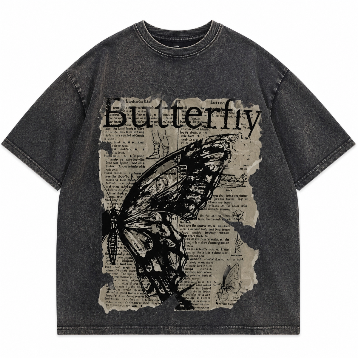 Grunge Washed Black Graphic T-Shirt