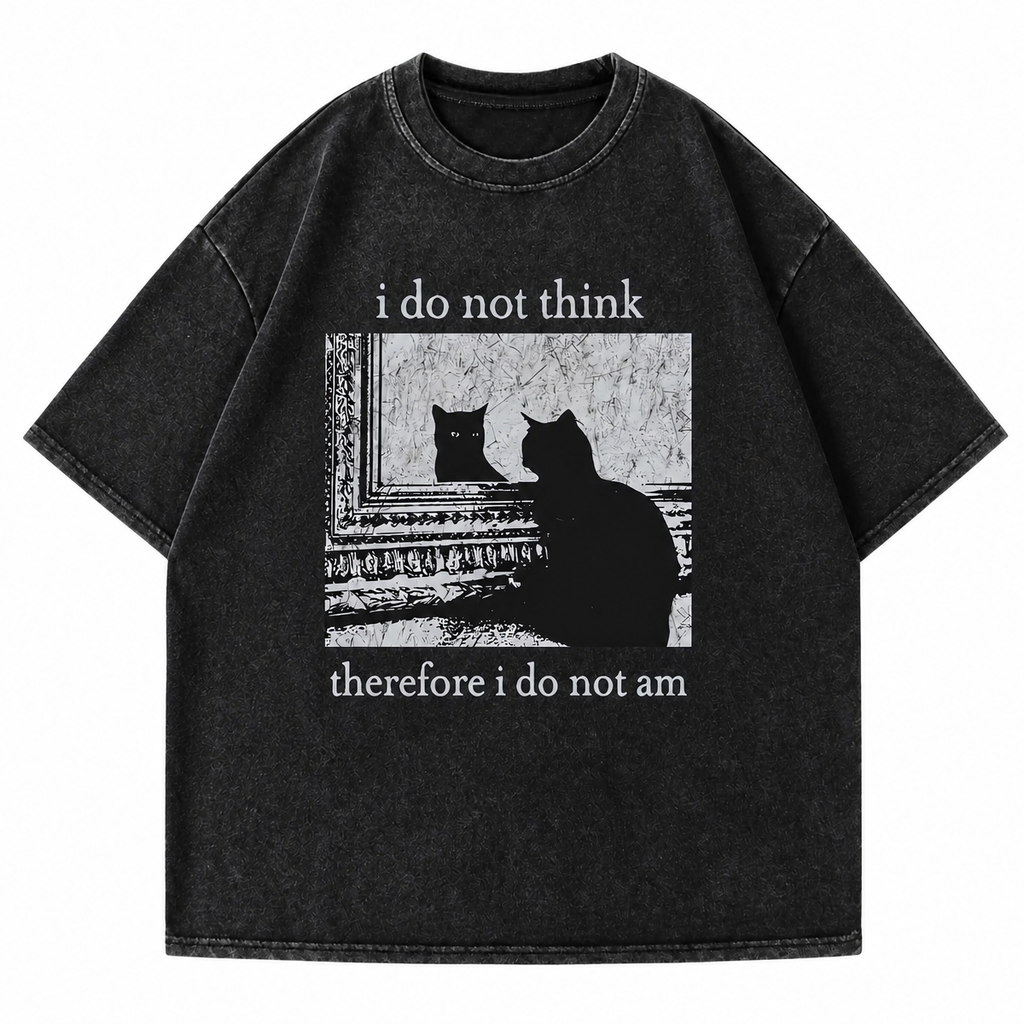 Grunge Black Cat Graphic T-Shirt