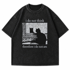 Grunge Black Cat Graphic T-Shirt