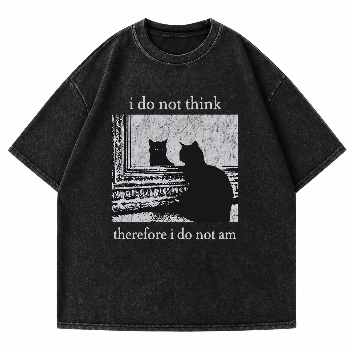 Grunge Black Cat Graphic T-Shirt
