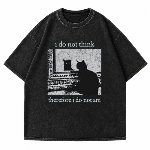 Grunge Black Cat Graphic T-Shirt