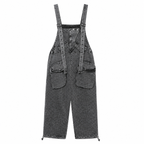Grunge Denim Cargo Bib Overalls