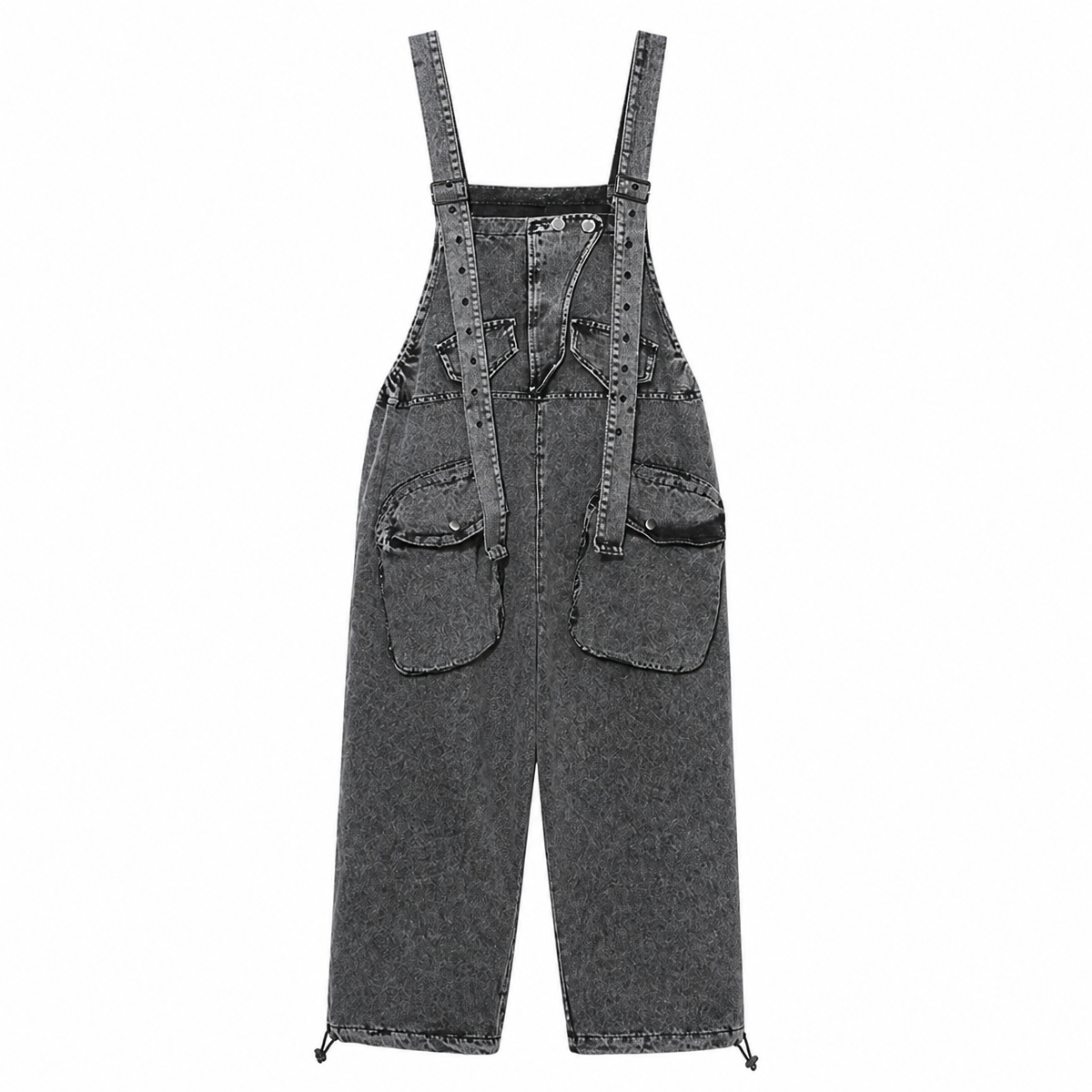 Grunge Denim Cargo Bib Overalls