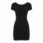 Grunge Black Lace-Trim Mini Dress