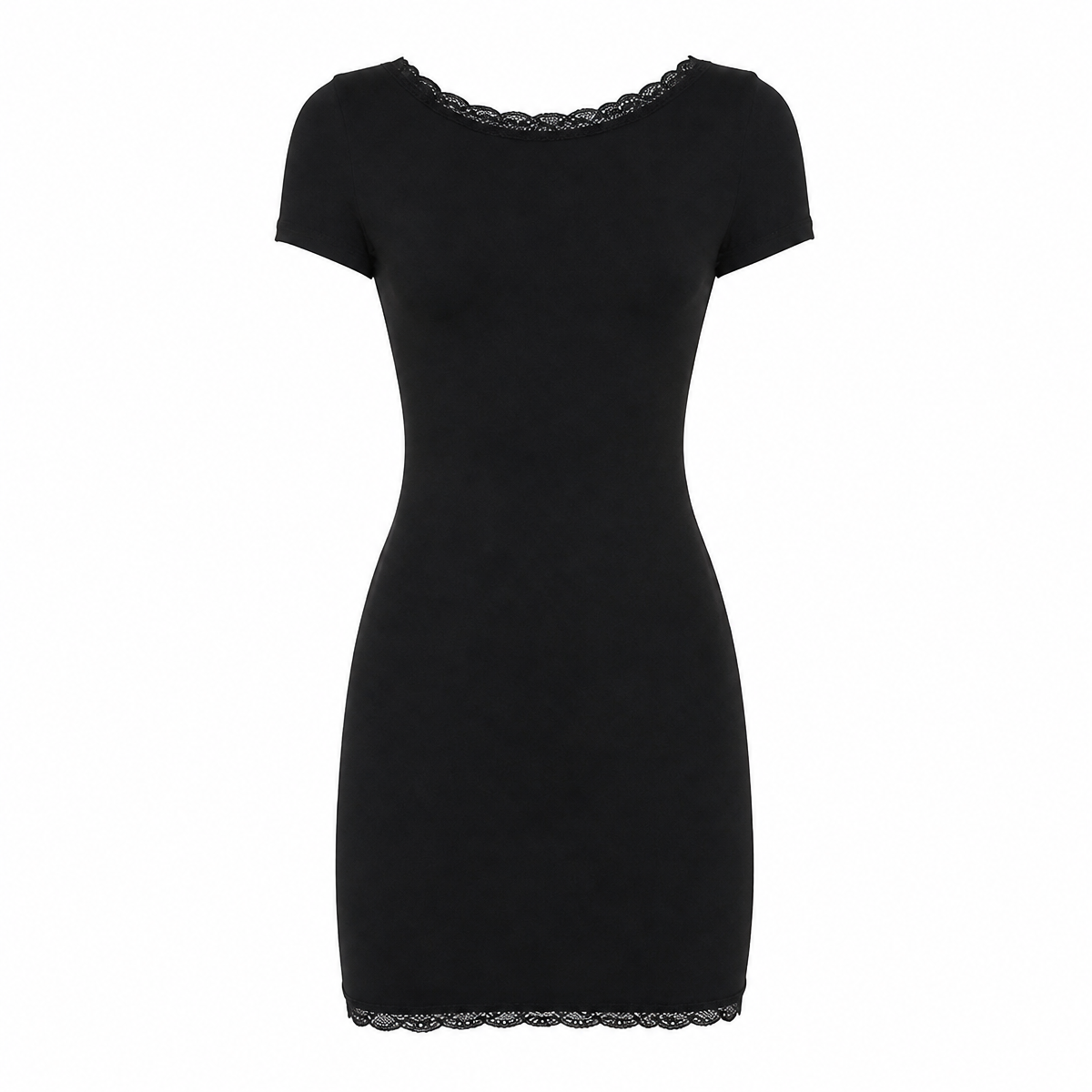Grunge Black Lace-Trim Mini Dress