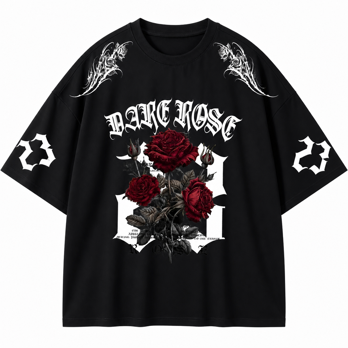 Grunge Rose Graphic Oversized T-Shirt