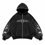 Grunge Geometric Print Zip Hoodie
