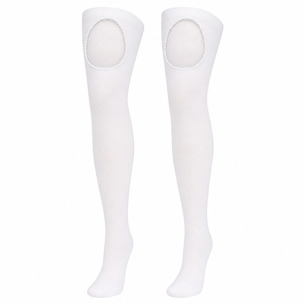 Lace-Trim Thigh-High Suspender Stockings – One Size