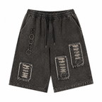 Grunge Ripped Denim Shorts – Loose Knee-Length Utility Shorts