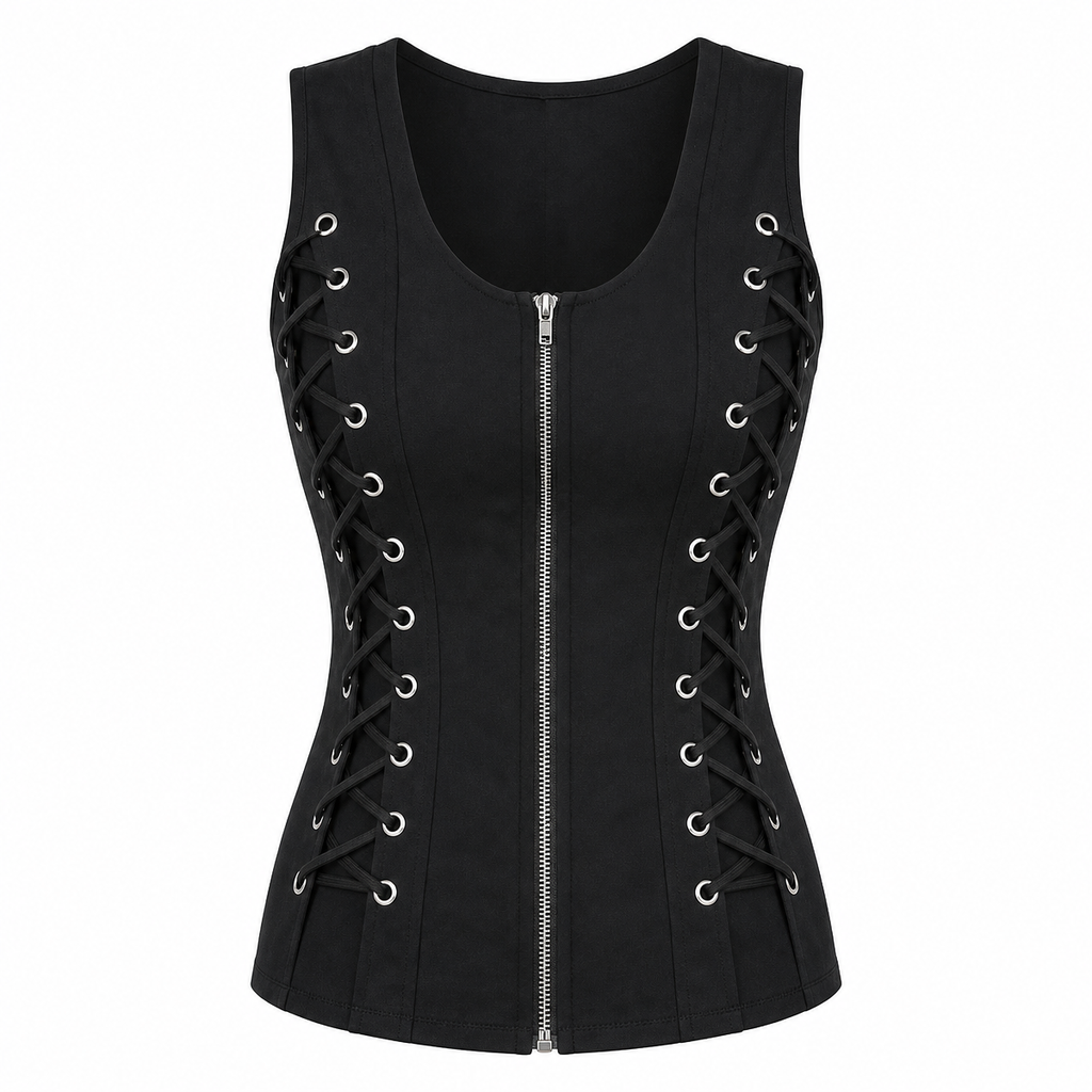 Women's Black Lace-Up Gothic Sleeveless Camisole