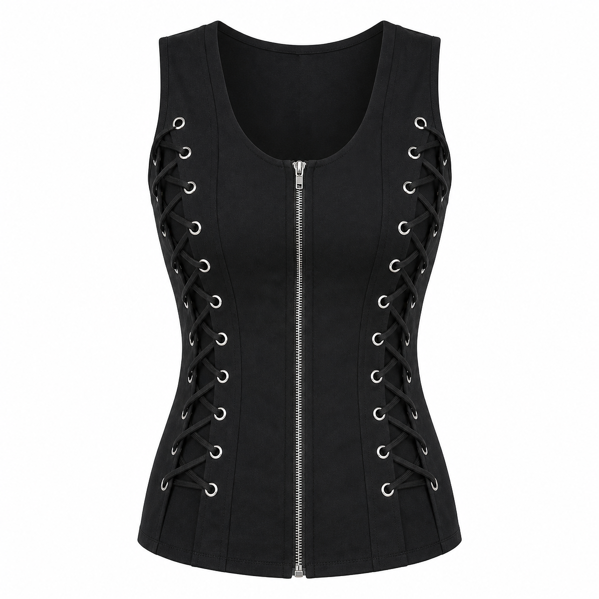 Women's Black Lace-Up Gothic Sleeveless Camisole