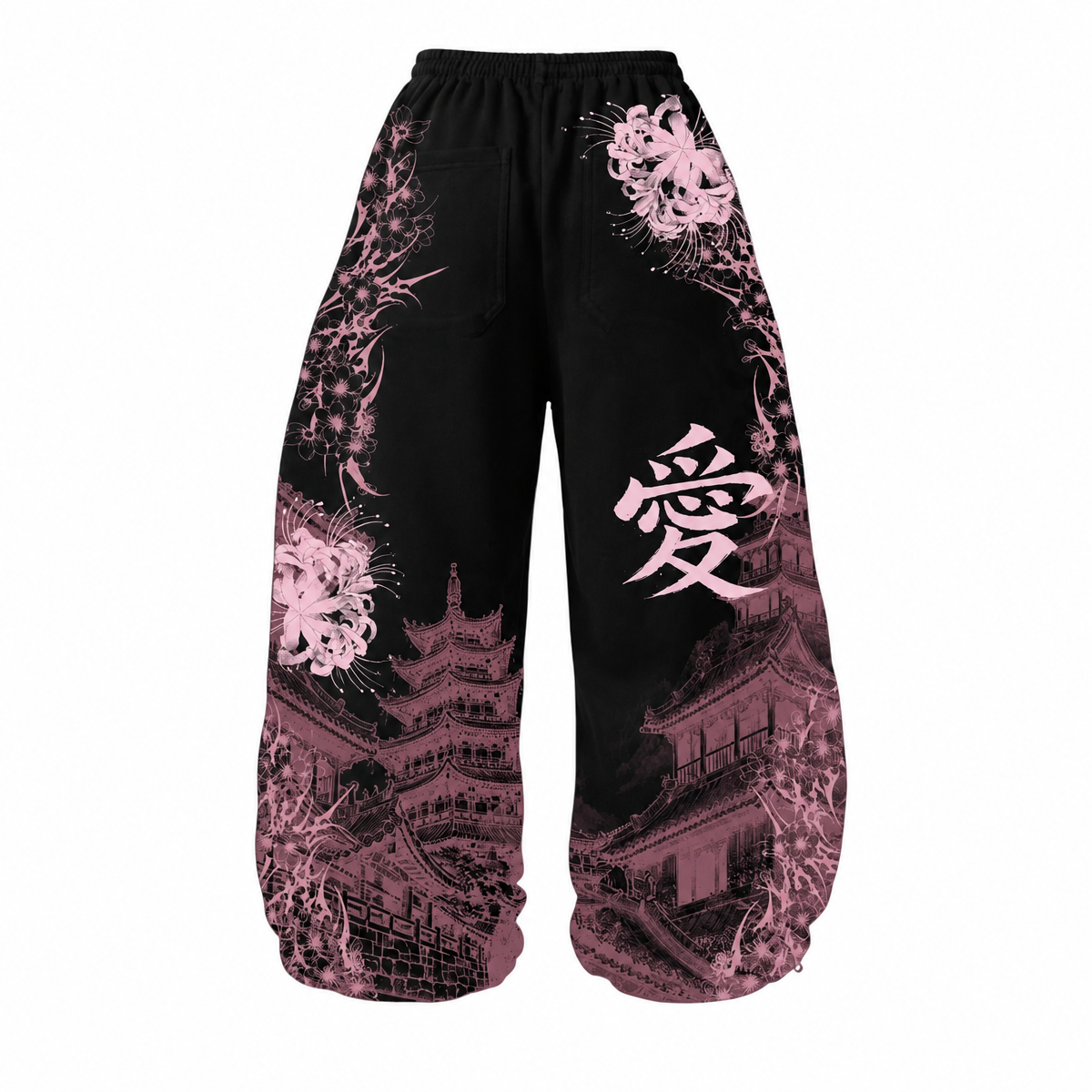 Equinox Flower Japanese Leisure Pants Manga Printing Men Women Slacks Trousers Y2K Gothic Wide Pants