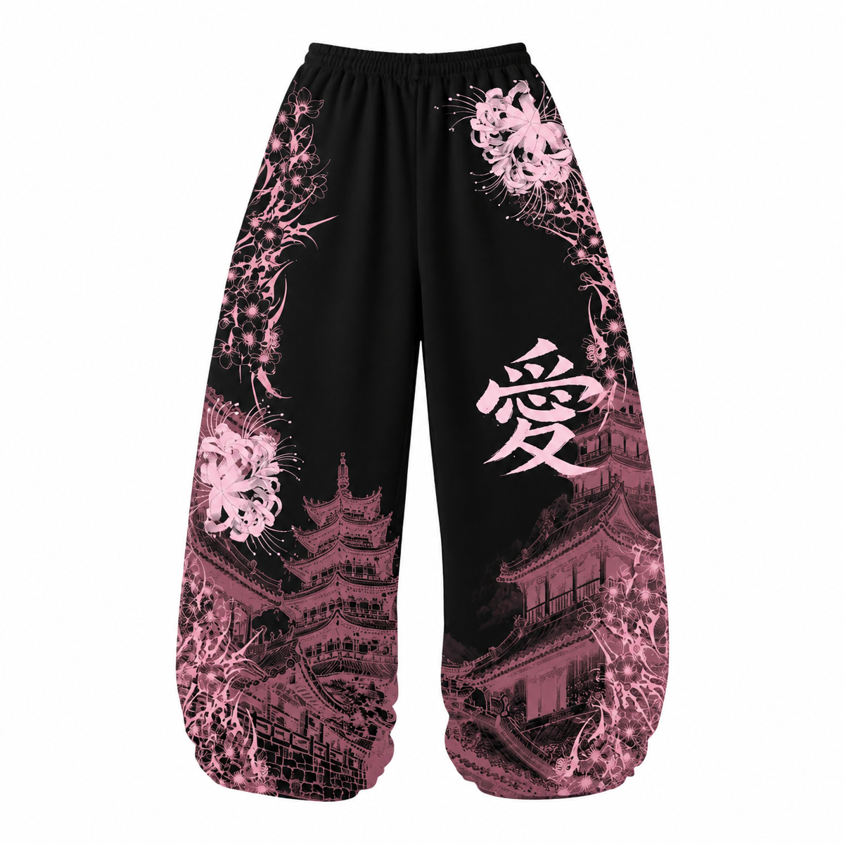 Grunge Graphic Wide-Leg Pants