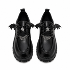 Grunge Black Bat-Wing Chain Platform Shoes