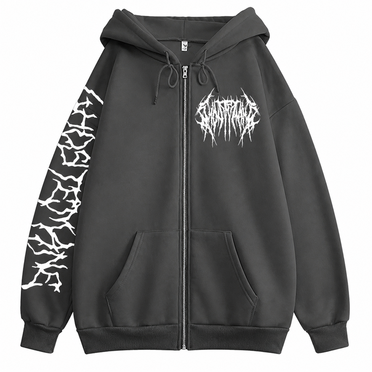Grunge Ghostemane Print Zip-Up Hoodie