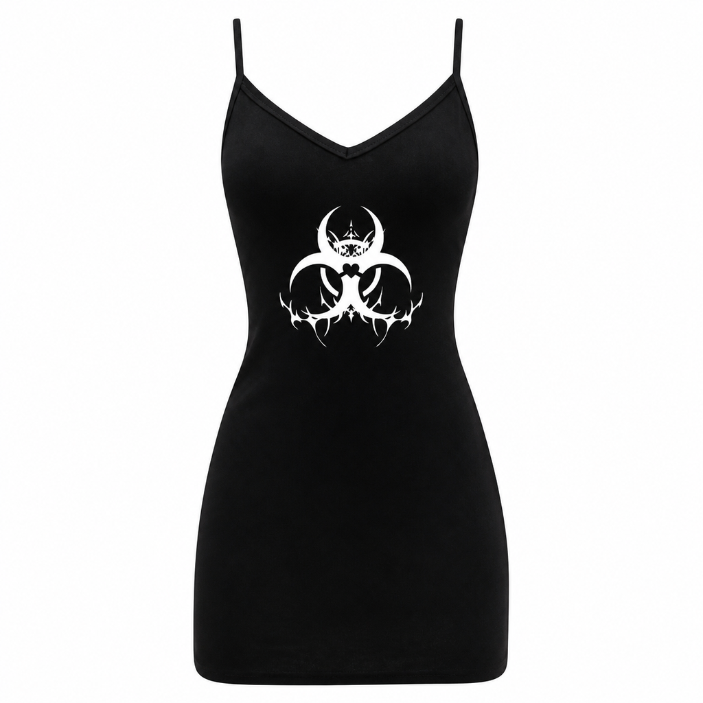 Grunge Black Printed Mini Dress