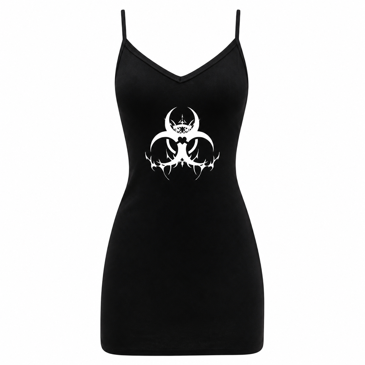Grunge Black Printed Mini Dress