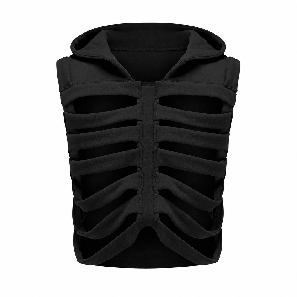 Grunge Hollowed Skeleton Hooded Vest