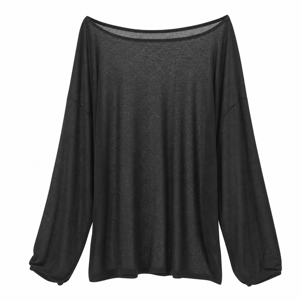 Sheer Off-Shoulder Long-Sleeve Top