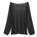 Sheer Off-Shoulder Long-Sleeve Top