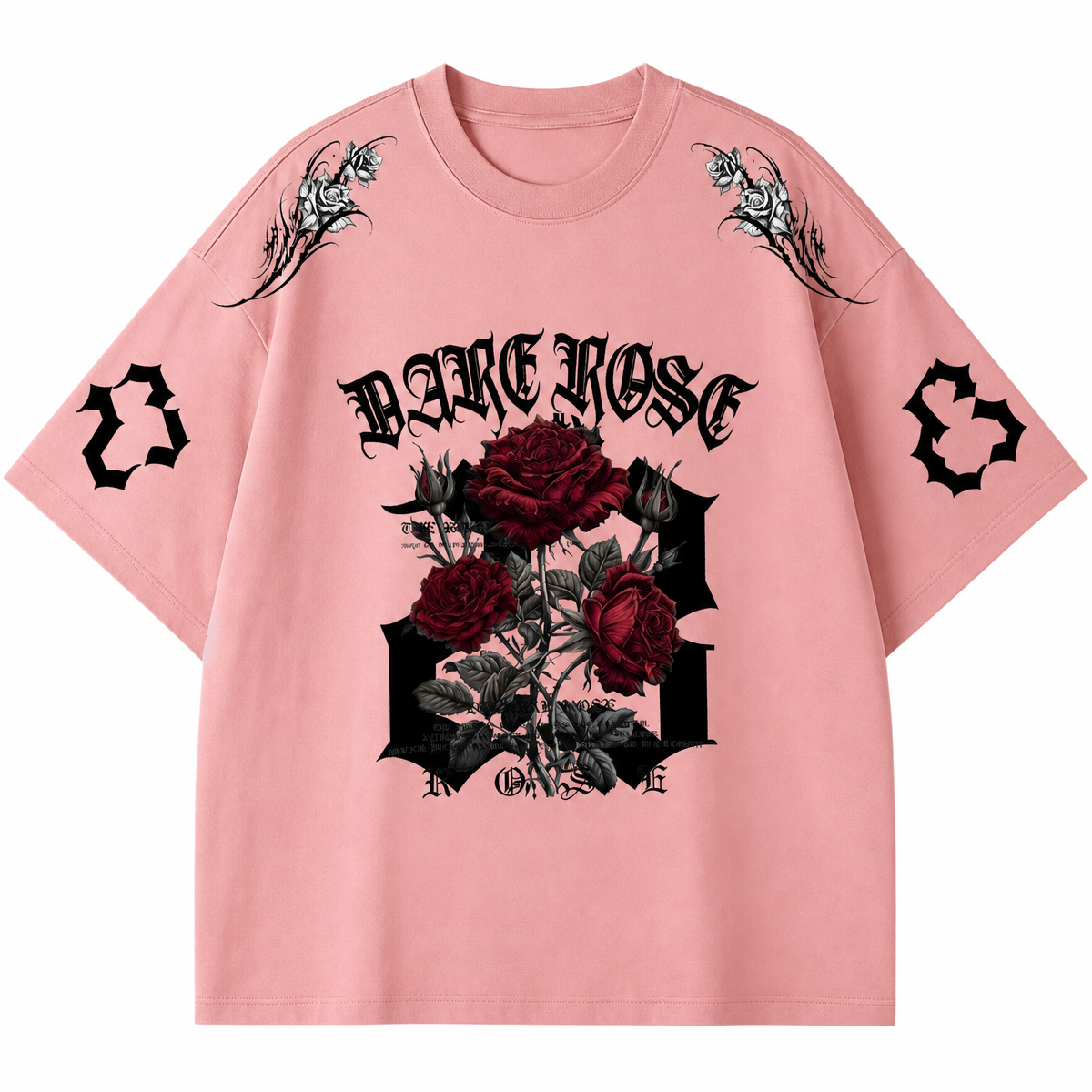 Men's Oversized Pink Rose Graphic T-Shirt