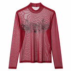 Men's Grunge Printed Mesh Turtleneck Long-Sleeve T-Shirt