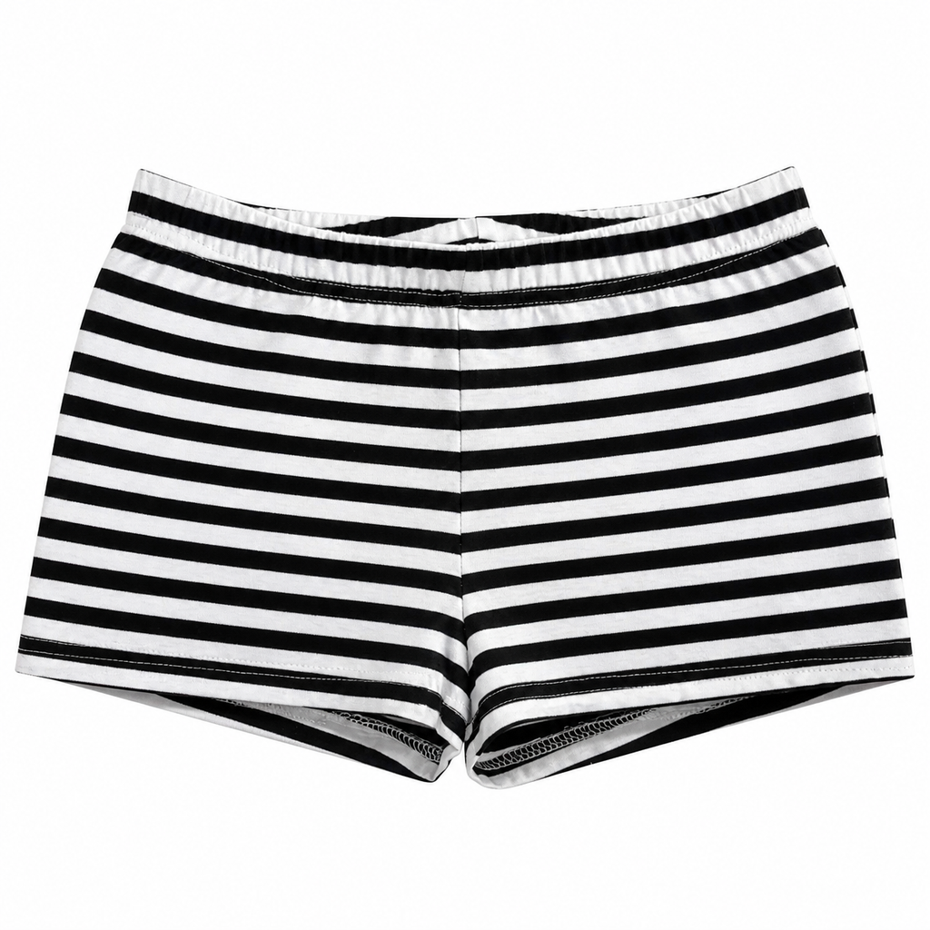 Grunge Black-and-White Striped Low-Rise Shorts
