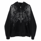 Women’s Black Graphic Zip-Up Hoodie