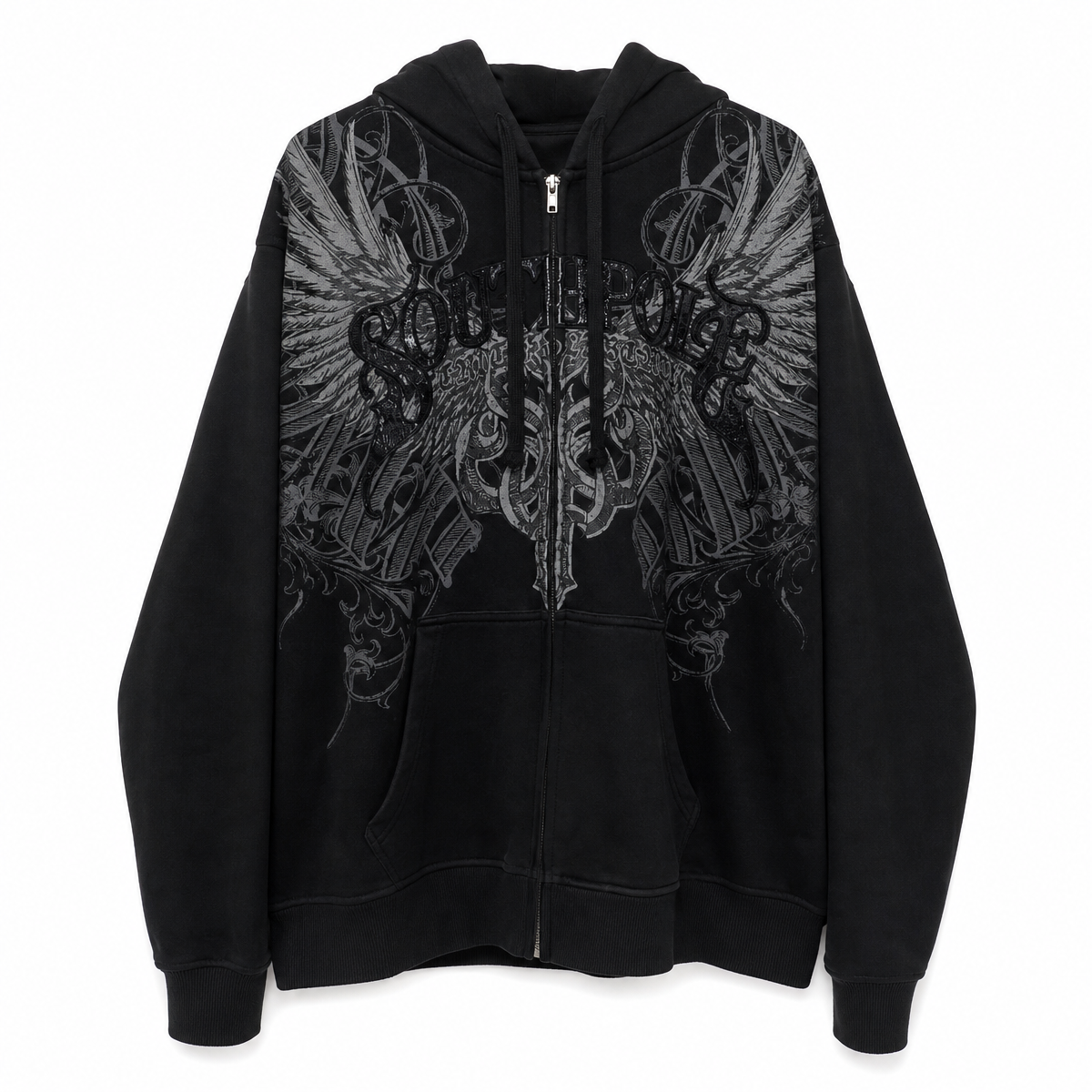 Women’s Black Graphic Zip-Up Hoodie