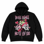 Grunge Black Graphic Full-Zip Hoodie
