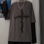 Grunge Thorn Cross Graphic T-Shirt